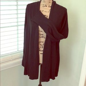 Black open front sweater